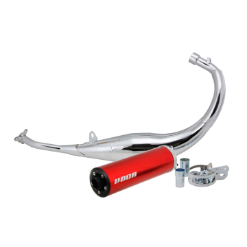Uitlaat Voca Chrome 50/70cc Rood Derbi Schakel (VCR-RD15192/RE)