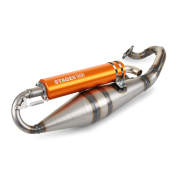 Uitlaat Stage6 Pro Replica MKII oranje Peugeot Horizontaal 2 Takt