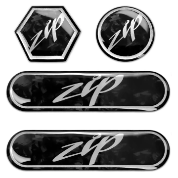 Plak embleemset 4-delig 3D Piaggio "ZIP" Forged carbonlook