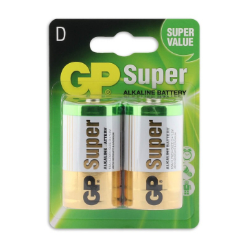 Super alkaline D batterijen 2PK
