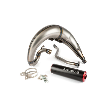 Uitlaat Stage6 streetrace bovenlangs Yamaha DT50 zwart/rood (50-80cc)