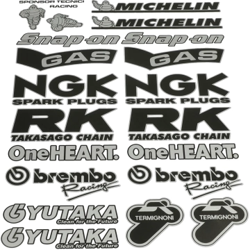 Stickerset Sponsorkit Honda Black 16-delig 34 x 24 cm