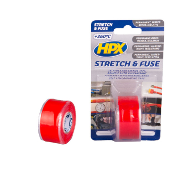 HPX Stretch & Fuse zelfvulkaniserende tape rood 25mm x 3m