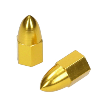 Ventieldoppen aluminium punt goud