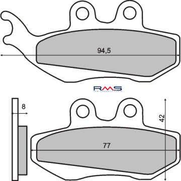 Remblokset RMS Organic O.a. Aprilia RS, Derbi Senda DRD, Gilera DNA, Piaggio Beverly (FT3017) (RMS-225100360)