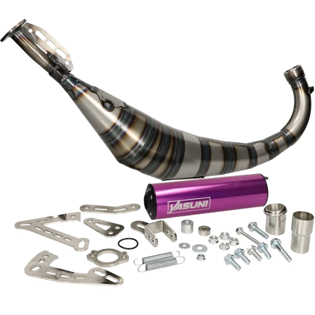 Yasuni - Uitlaat R3 Carrera paars onderlangs voor en Minarelli AM6 50cc 2 Takt main product photo