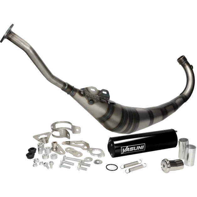 Uitlaat Yasuni R2 zwart onderlangs voor Aprilia RS50, Rieju RS2 en Yamaha TZR main product photo