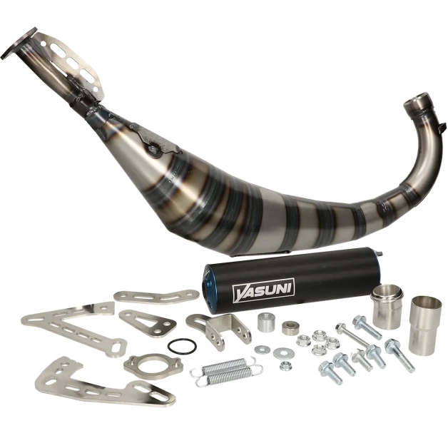 Yasuni - Uitlaat R3 Carrera blauw onderlangs voor en Minarelli AM6 50cc 2 Takt main product photo