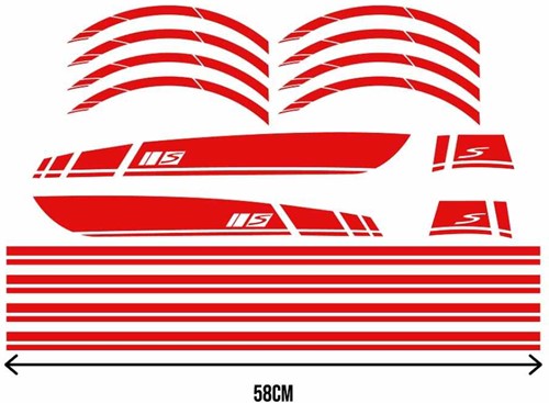 Stickerset Zijscherm Vespa Sprint Sport Rood + Wiel stickers en Voorkap Stickers Compleet
