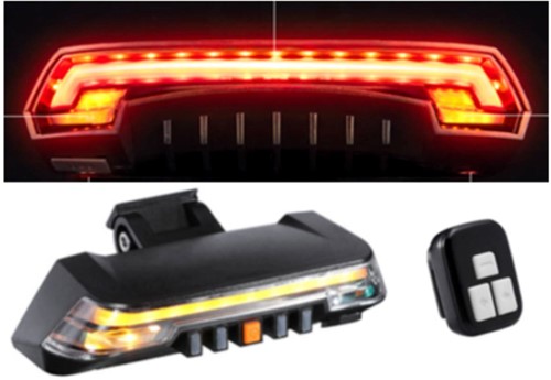 Achterlicht + Knipperlicht Aplus Universeel E-step / E-bike LED  BL03 + Afstandbediening