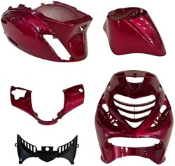 Kappenset Piaggio Zip 2000 Candy Red met SP voorscherm 5 delig