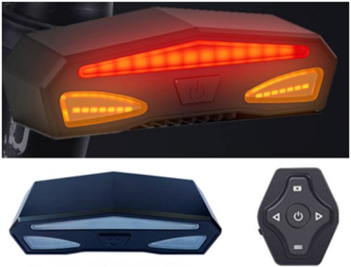 Achterlicht + Knipperlicht Aplus Universeel E-step / E-bike LED  BL08 + Afstandbediening