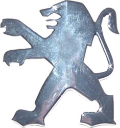 Embleem Sticker Chroom Logo Peugeot Leeuw Dik - 4.4cm hoog / 4.1cm Breed
