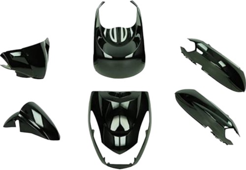 Kappenset Peugeot Kisbee Euro4 Zwart Glans [6 Delig set]