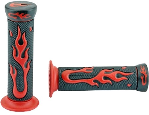 Handvat Set Zwart / Rood (Vlam) Scooter / Schakelbrommer