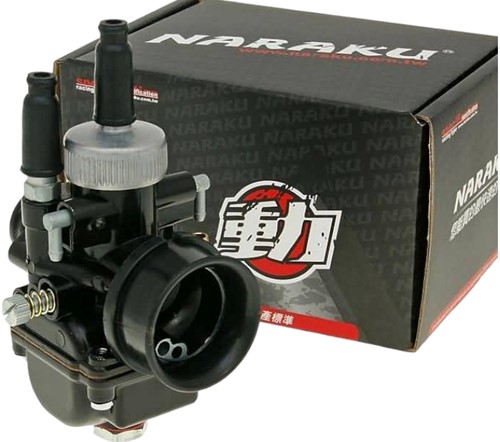 Carburateur 19mm Naraku V.2 Racing Black Edition Universeel Scooter / Bromfiets (Handchoke Aansluiting) NK201.08