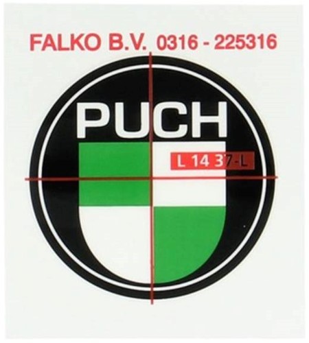 sticker logo puch 40mm zwart / wit / groen