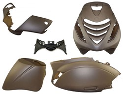 Kappenset Piaggio Zip 2000 Mat Bruin met SP voorscherm + Ledverlichting 6 delig