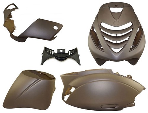 Kappenset Piaggio Zip 2000 Mat Bruin met SP voorscherm + Ledverlichting 6 delig