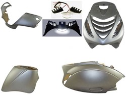 Kappenset Piaggio Zip 2000 Mat Grijs met SP voorscherm + Ledverlichting 6 delig