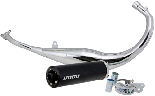 Uitlaat VOCA Chroom Aprilia RX 50 / Aprilia SX 50 / Derbi Senda DRD PRO / Derbi Senda R DRD / Derbi Senda X-Trem SM / Gilera GSM 50 / Gilera SMT SM 50 / 70cc Zwart Onderlangs