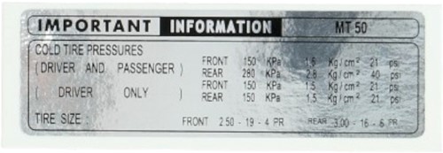 Kettingrand Sticker Informatie voor Honda MT 5 - Wit / Zwart