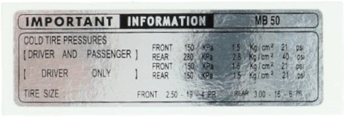 Kettingrand Sticker Informatie voor Honda MB 5 - Wit / Zwart