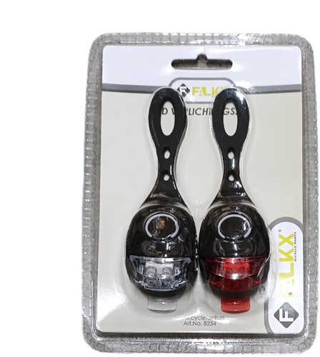 Fiets FALKX Snake Eye siliconen verlichting Led set zwart Batterij