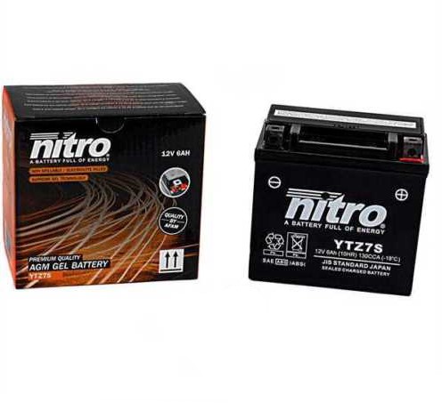 Accu Nitro NTZ7-S / YTX7-S 12volt 6Ah 113 x 70 x 105mm Onderhoudsvrij GEL