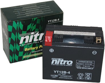 Accu Nitro NT12B-4 / YT12B-4 12volt 10Ah 150 x 69 x 130mm Onderhoudsvrij (GEL)