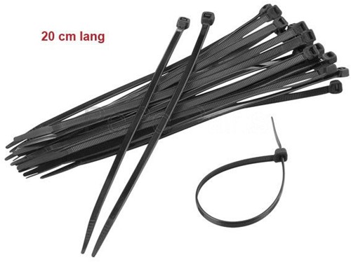 Tie-wraps kabelbinders lengte 20cm kleur : zwart 100pcs