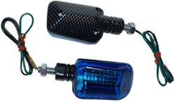 knipperlicht set universeel scooter / brommer carbon blauw glas
