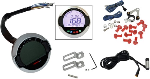 kilometerteller set koso Ø64mm rond volt aanduiding / tank / trip