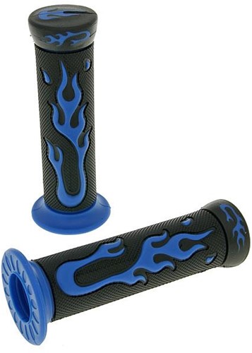 Handvat Set Zwart / Blauw (Vlam) Scooter / Schakelbrommer