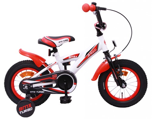 Kinderfiets AMIGO BMX Turbo 12 Inch Jongens Terugtraprem Wit