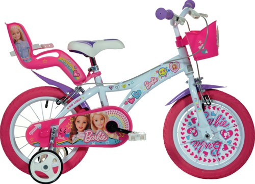 Kinderfiets Dino Barbie 16 Inch 27 cm Meisjes V-Brakes Wit / Roze
