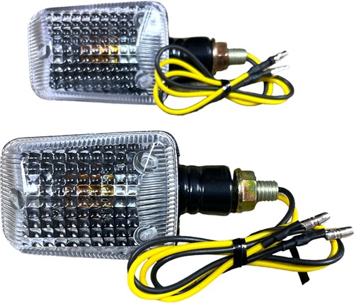 Knipperlicht Set Helder Zwart Vierkant E-keur Derbi Senda / Derbi Gpr 50 / Aprilia RS 50 / Aprilia SX 50 / Universeel Scooter / Bromfiets / Motorfiets