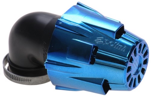 Powerfilter POLINI Air Box Blauw Geanodiseerd Schuin 90° Ø32 PHBG 203.0116