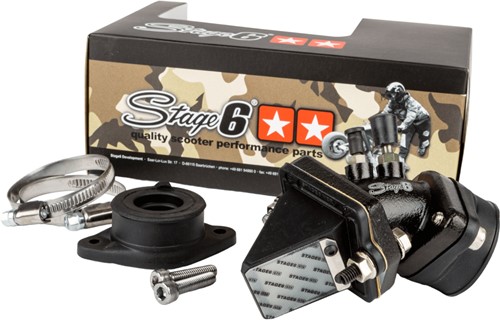 Inlaatset Spruitstuk + Membraan Oversize Stage6 voor Piaggio 50 2T / Gilera 50 2T / Aprilia 50 2T / Derbi 50 2T / Vespa 50 2T