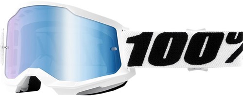 Crossbril 100% Strata 2 Everst Wit - Blauwe mirror lens