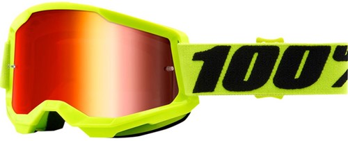Crossbril 100% Strata 2 Neon Geel  - Rode Mirror lens