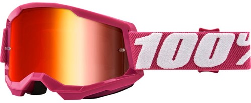 Crossbril 100% Strata 2 Fletcher Roze - Rode Mirror lens