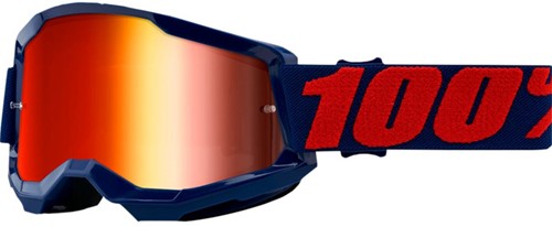 Crossbril 100% Strata 2 Masego Blauw - Rode Mirror lens