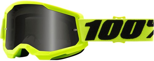 Crossbril 100% Strata 2 Sand Neon Geel - Donker Smoke lens