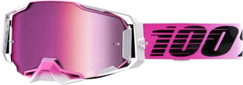 Crossbril 100% Armega Harmony Wit/Roze - Rode Mirror lens