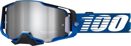 Crossbril 100% Armega Rockchuck Blauw / Zwart  - Zilvere Mirror lens