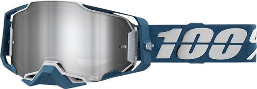 Crossbril 100% Armega Albar Blauw - Zilvere Mirror lens