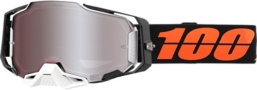 Crossbril 100% Armega Blacktail Zwart/Wit - Hiper® Zilvere Mirror lens