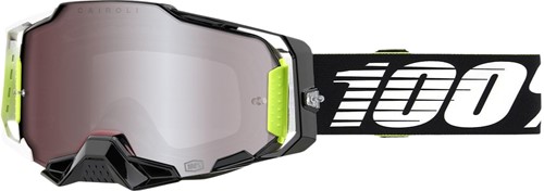 Crossbril 100% Armega Racr Glans zwart - Hiper® Zilvere Mirror lens