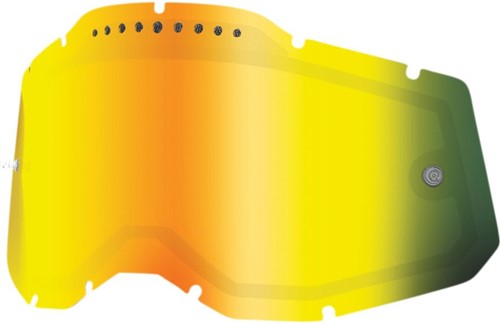 Vervangingslens 100% Strata 2 / Racecraft 2 / Accuri 2 Crossbril - Goud/gele Mirror lens - Anti-fog dual geventileerde lens